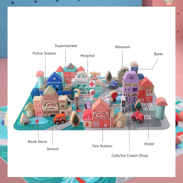 City Wooden Building Blocks Set